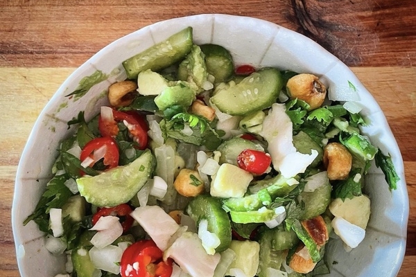 coconut ceviche from overhead view