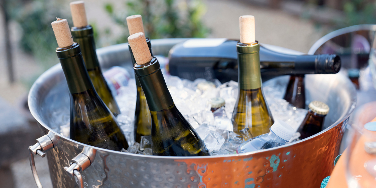 Various bottles on ice