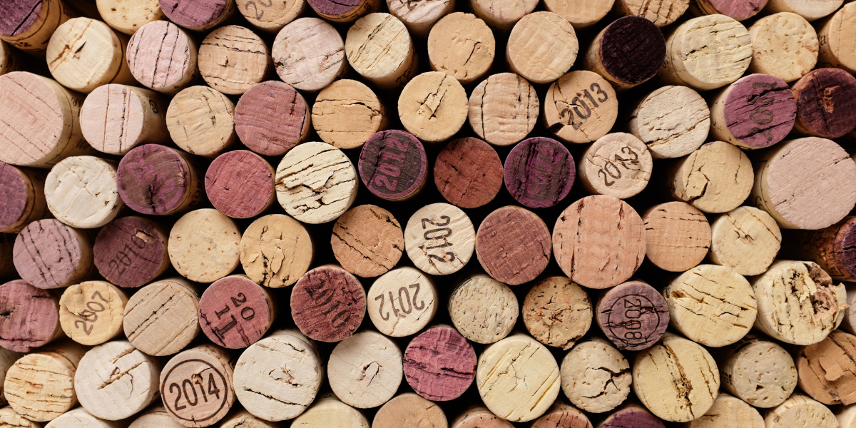 a full picture of wine corks on their sides