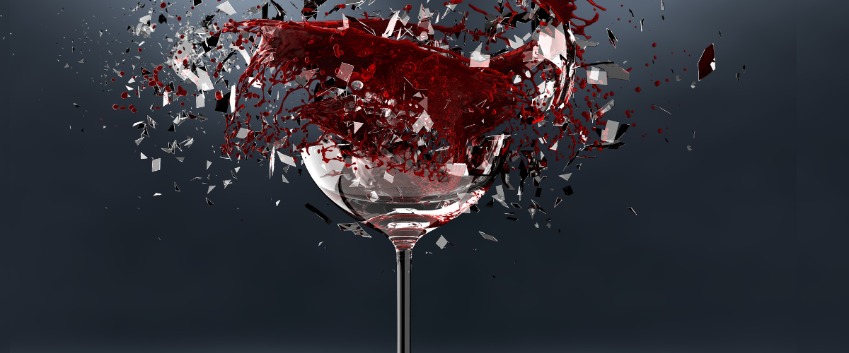 dramatic wine glass smash