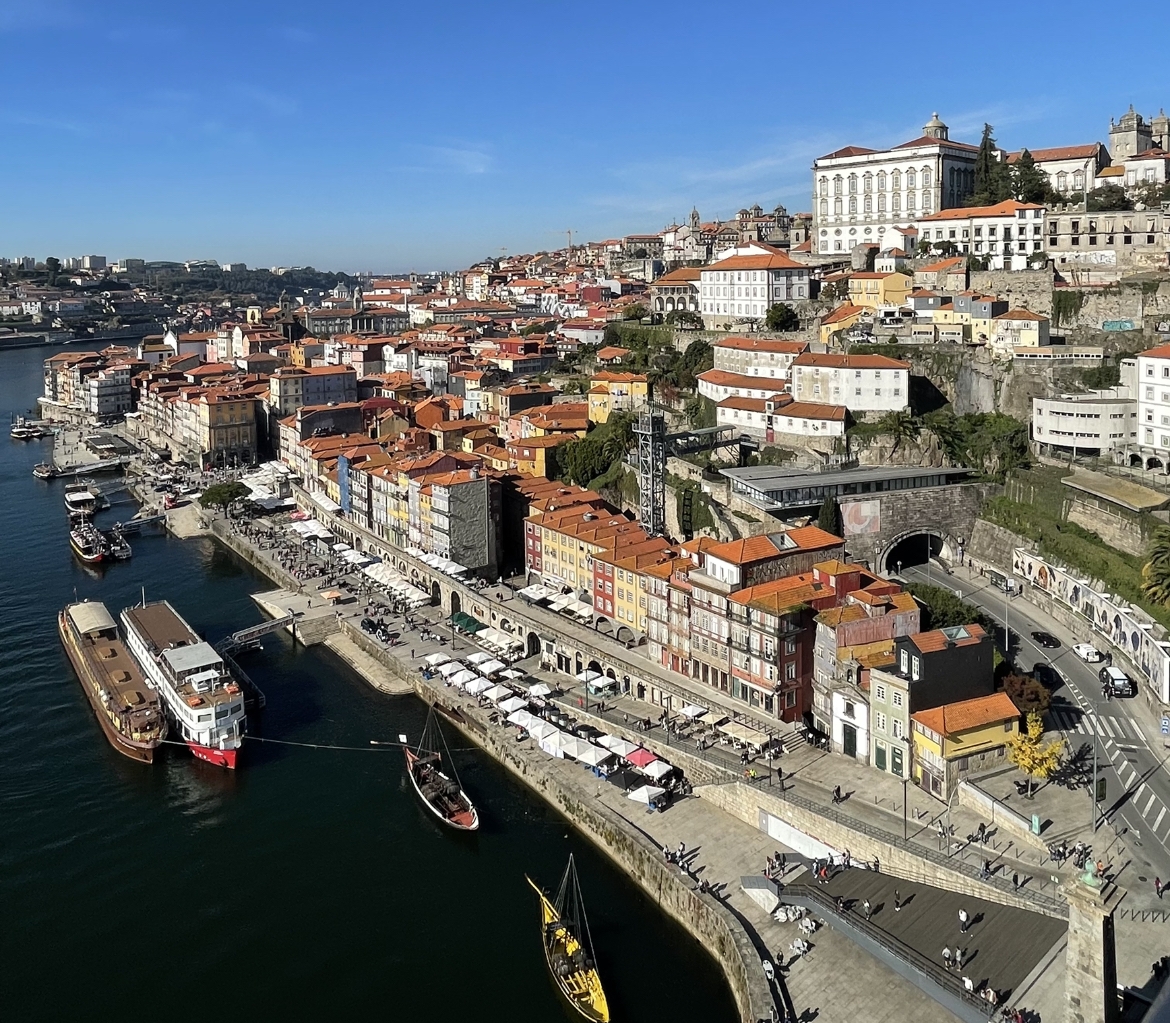 View of Porto and Duoro River from Bridge