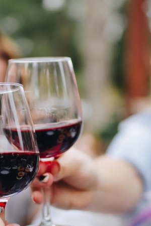 wine glasses clinking